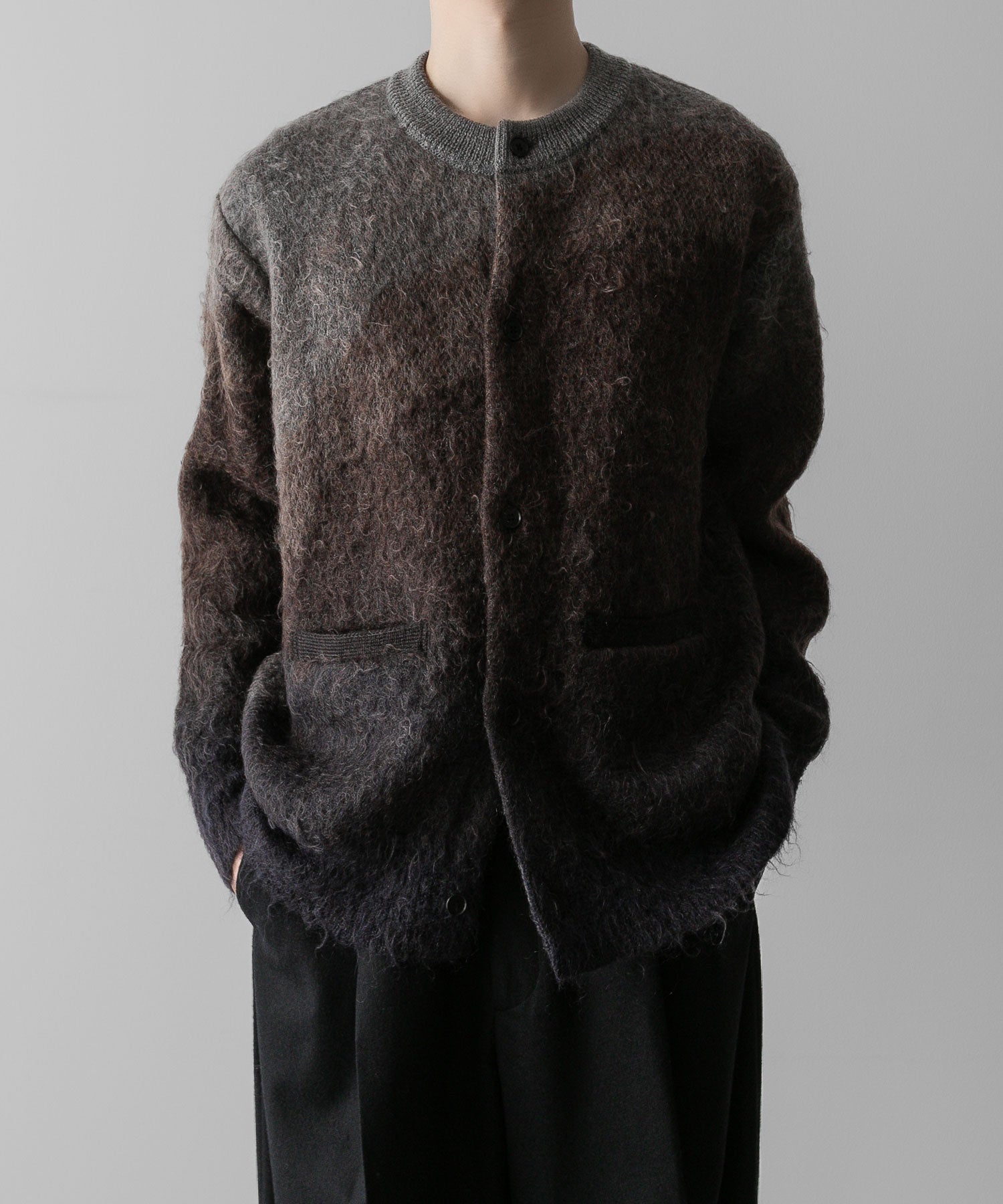 ssstein / シュタイン】GRADATION MOHAIR KNIT CARDIGAN - BROWN GREY