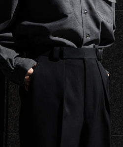 INTÉRIM / インテリム】PURE BLACK WOOL GABERDINE 1-TUCK BAGGY