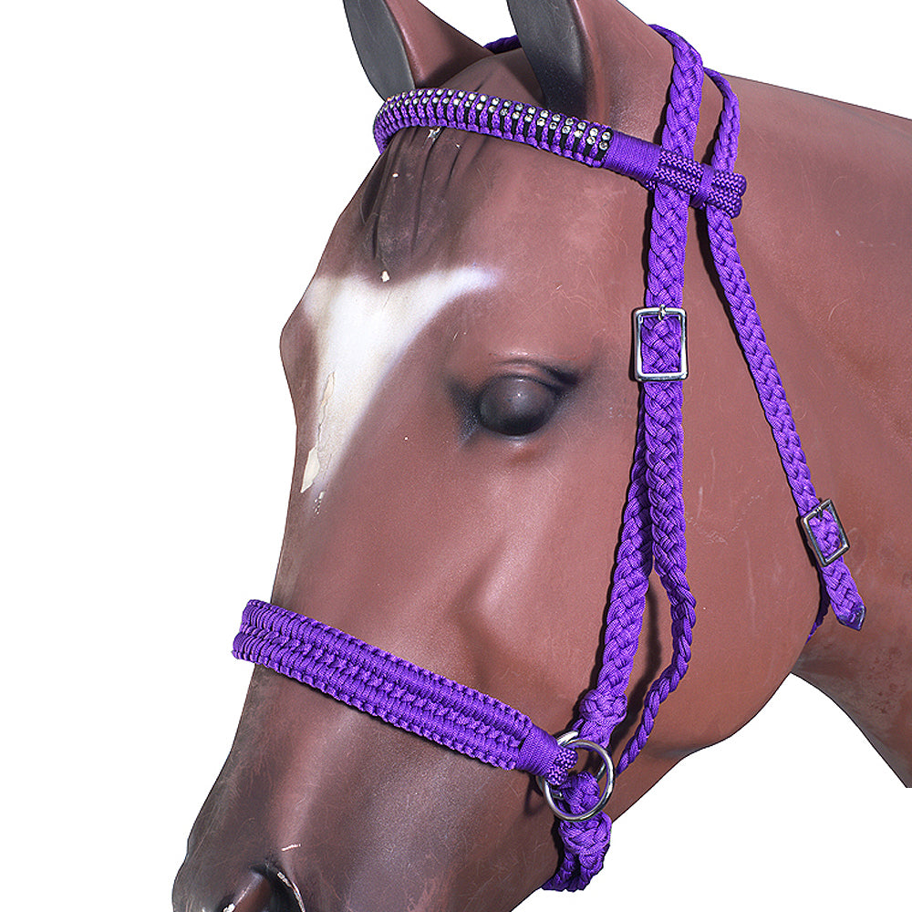 Hilason Flat Braided Paracord H. Headstall Bridle W/ Crystals