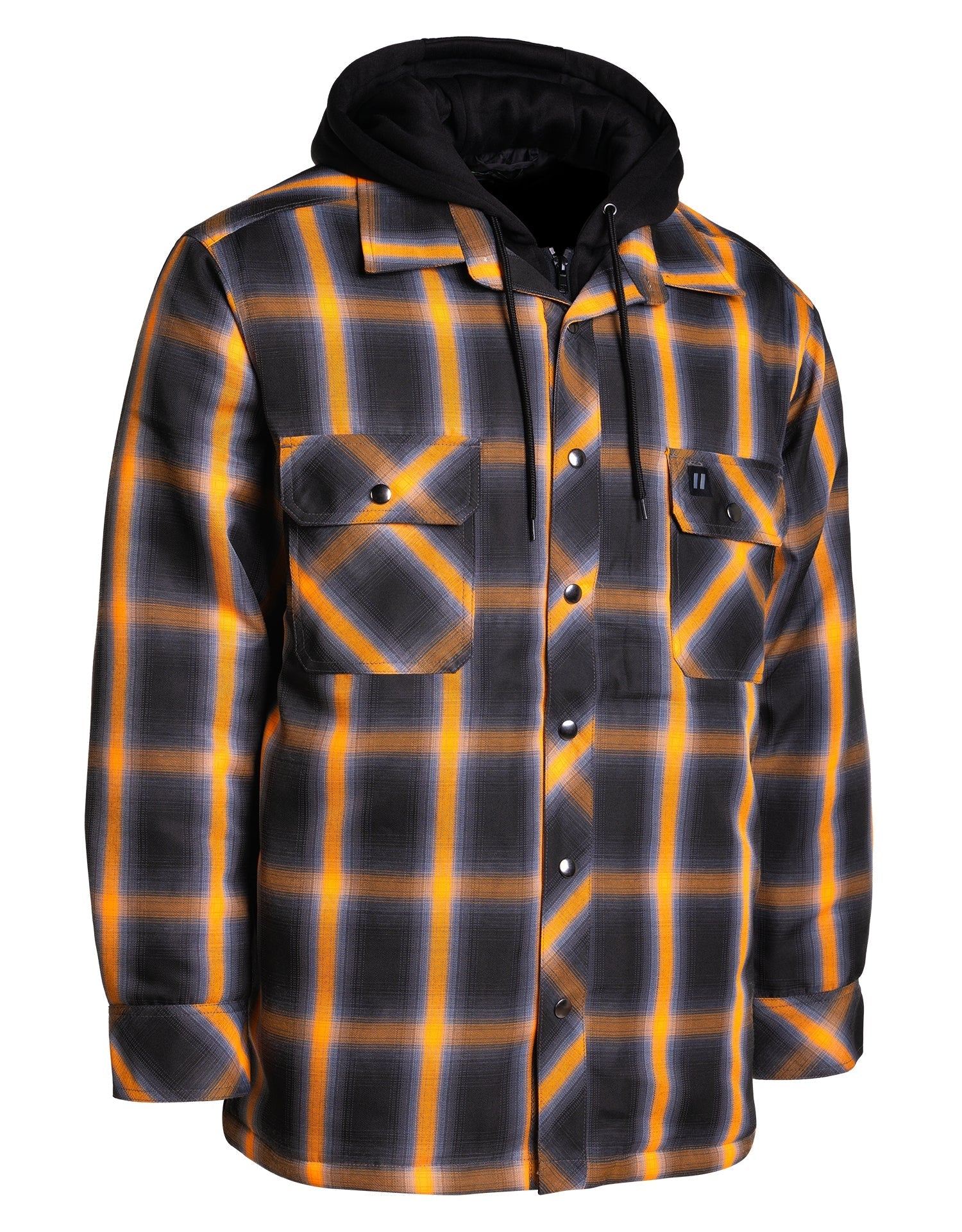 Forcefield Orange Ombre Plaid Hooded Quilt-lined Shirt Jacket – Hi