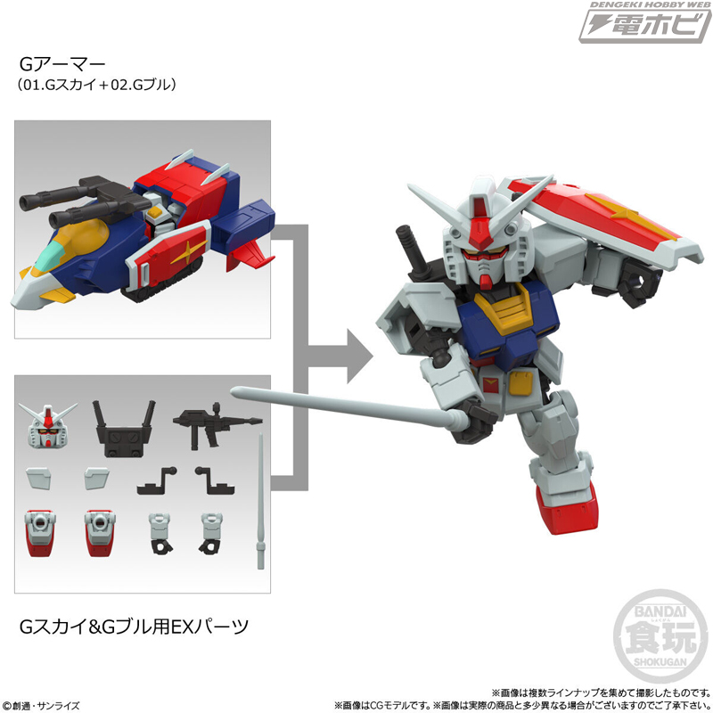 GスカイとGブルは合体してGアーマーへ換装拡張！ガンダム食玩