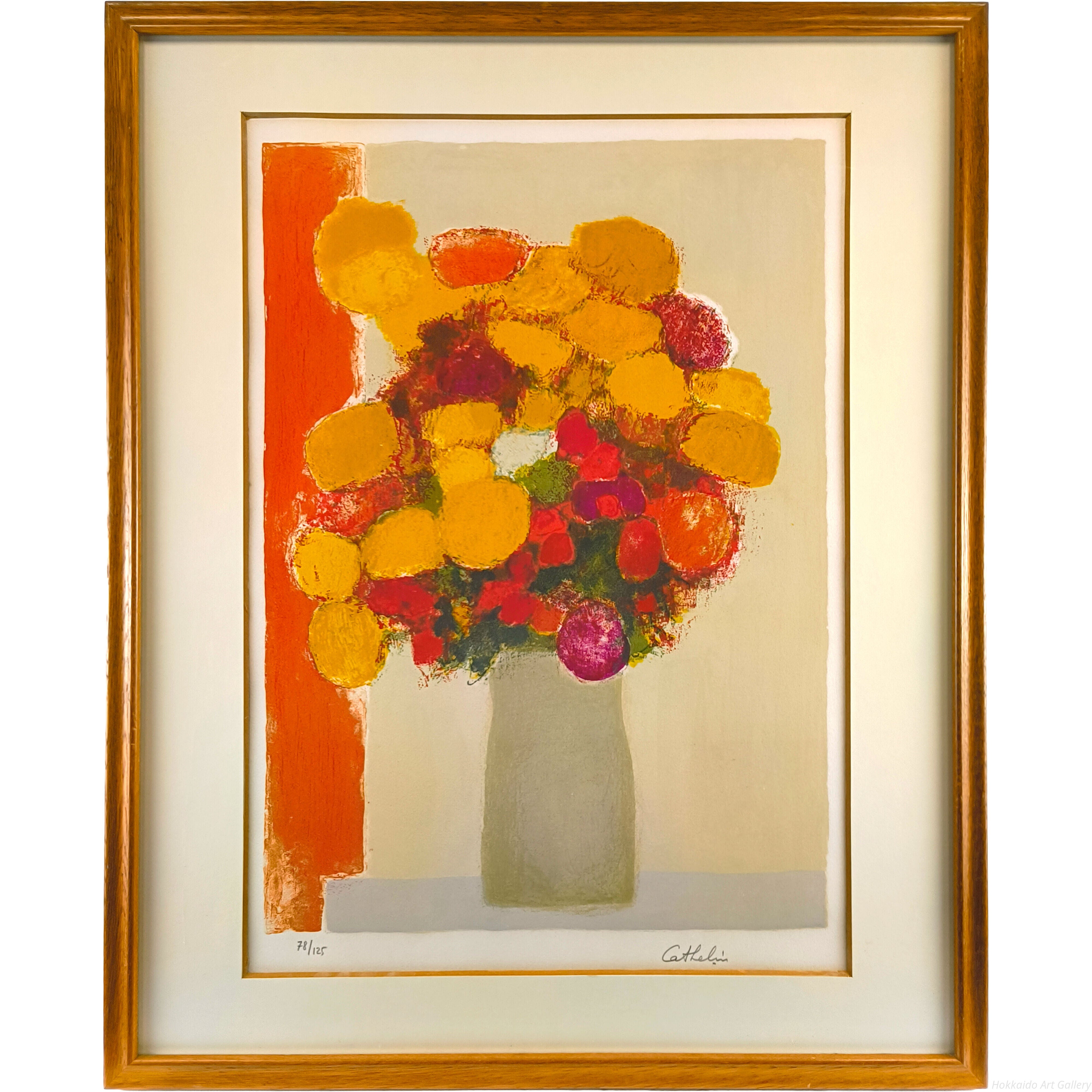 ベルナール・カトラン 『黄色と赤の花束』 リトグラフ - 北海道画廊