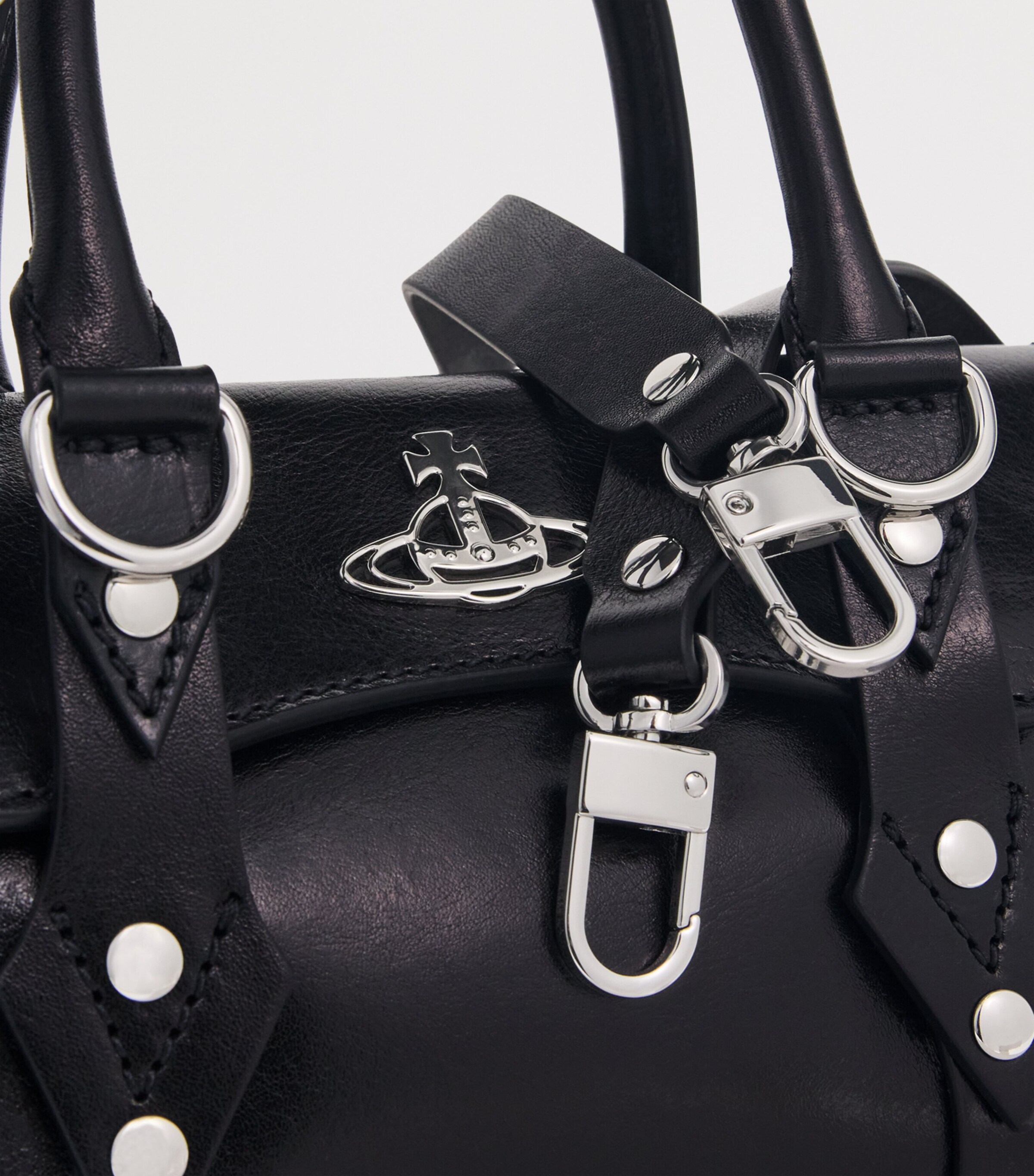 Vivienne Westwood Black Mini Croc-Embossed Leather Bettina Tote