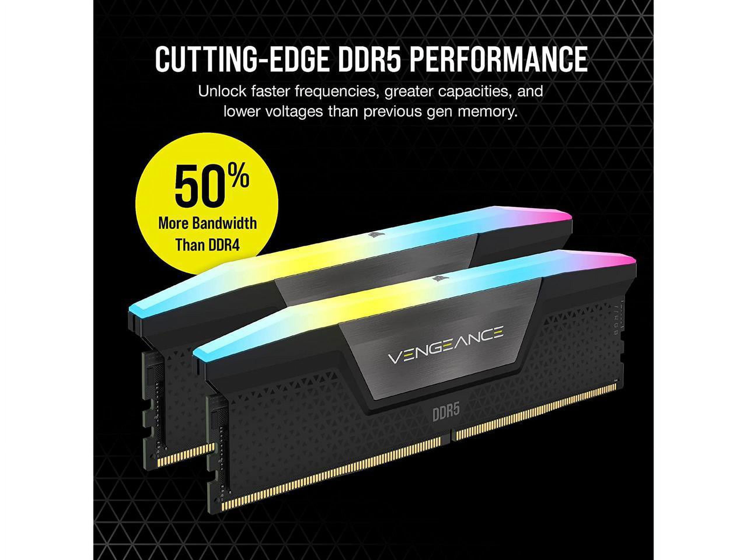 Corsair Vengeance RGB 32GB DDR5 7200 Desktop Memory, 2x16GB, 288