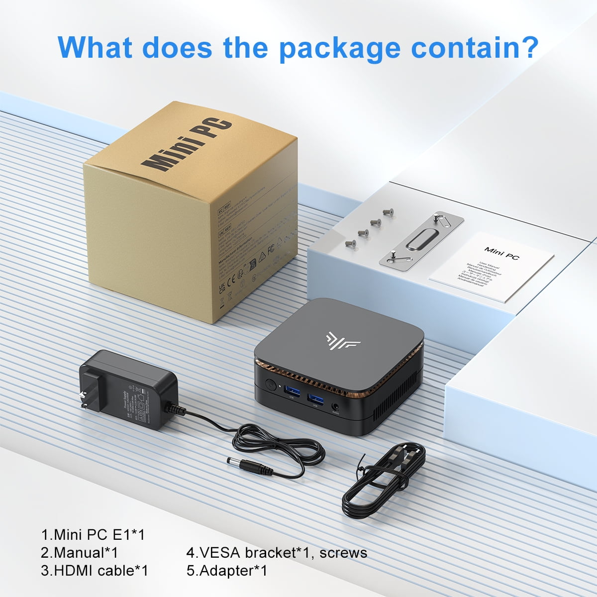 NIPOGI E1 Mini Desktop PC, Intel n97, 16GB DDR4, 512GB SSD, Win11