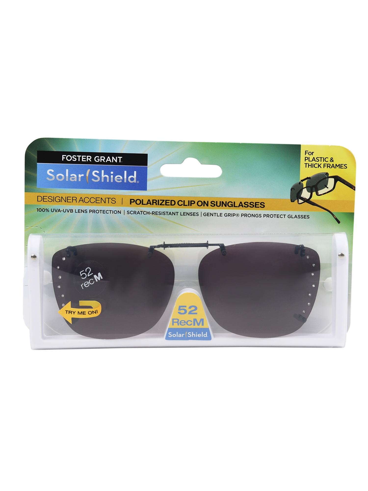 Solar Shield Dioptics ClipOns Unisex Rectangle Fashion Sunglasses
