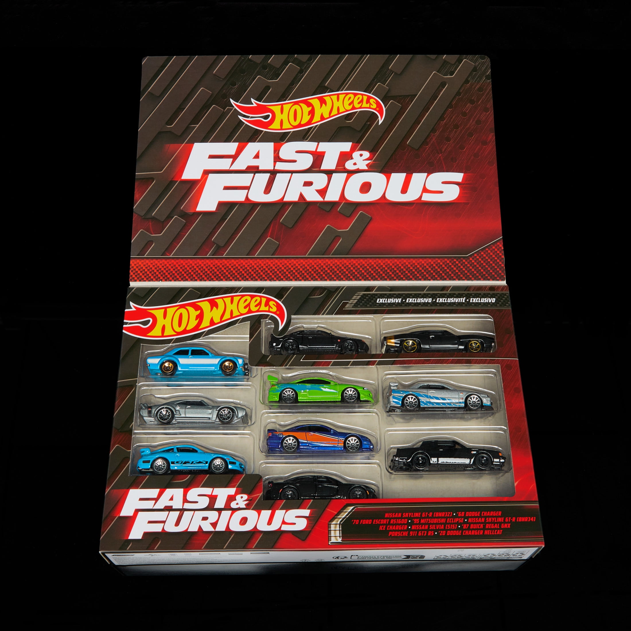 Hot Wheels Fast & Furious Set of 10 Vehicles in 1:64 Scale with 2