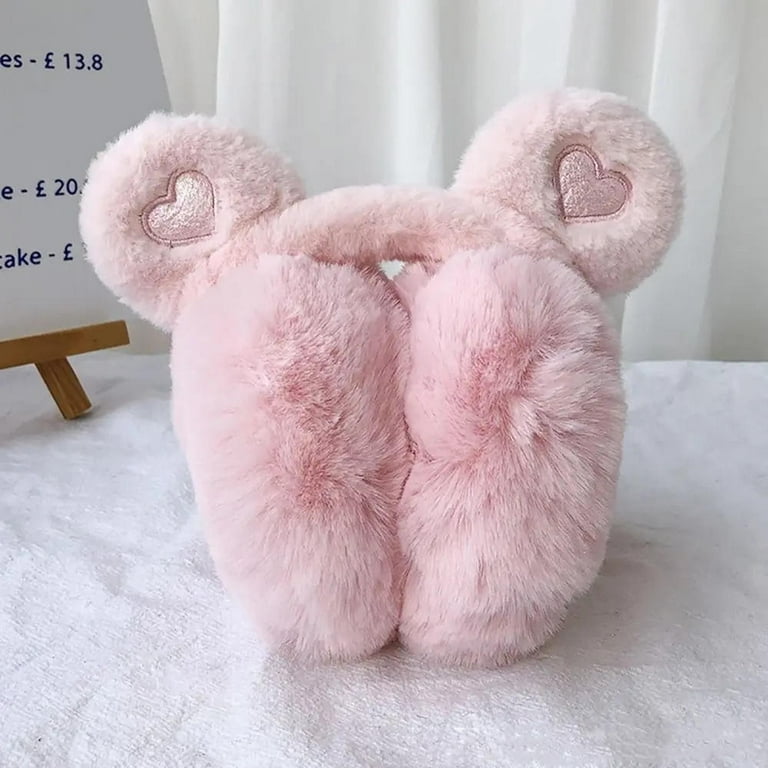 Cute Bear Ears Winter Warm Earmuffs for Women Girls Kids Plush