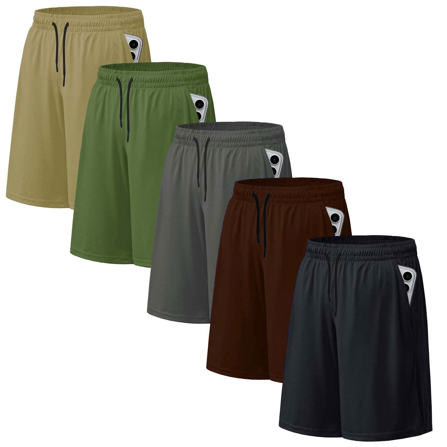 ASUDESIRE 5 Pack Men's Athletic Shorts Mesh Workout Gym Activewear