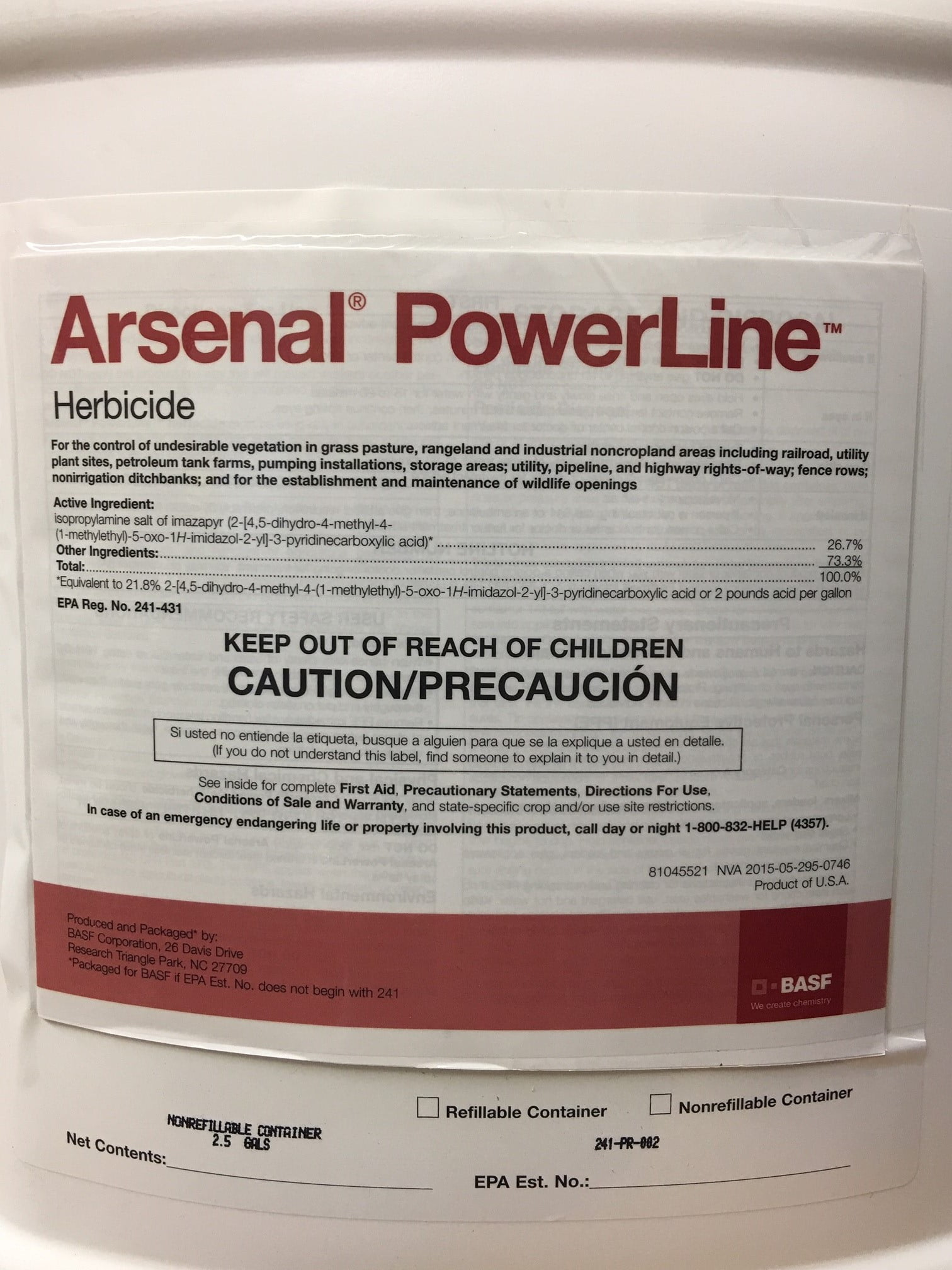 BASF Arsenal Power Line Herbicide, Aqueous Solution for Grass