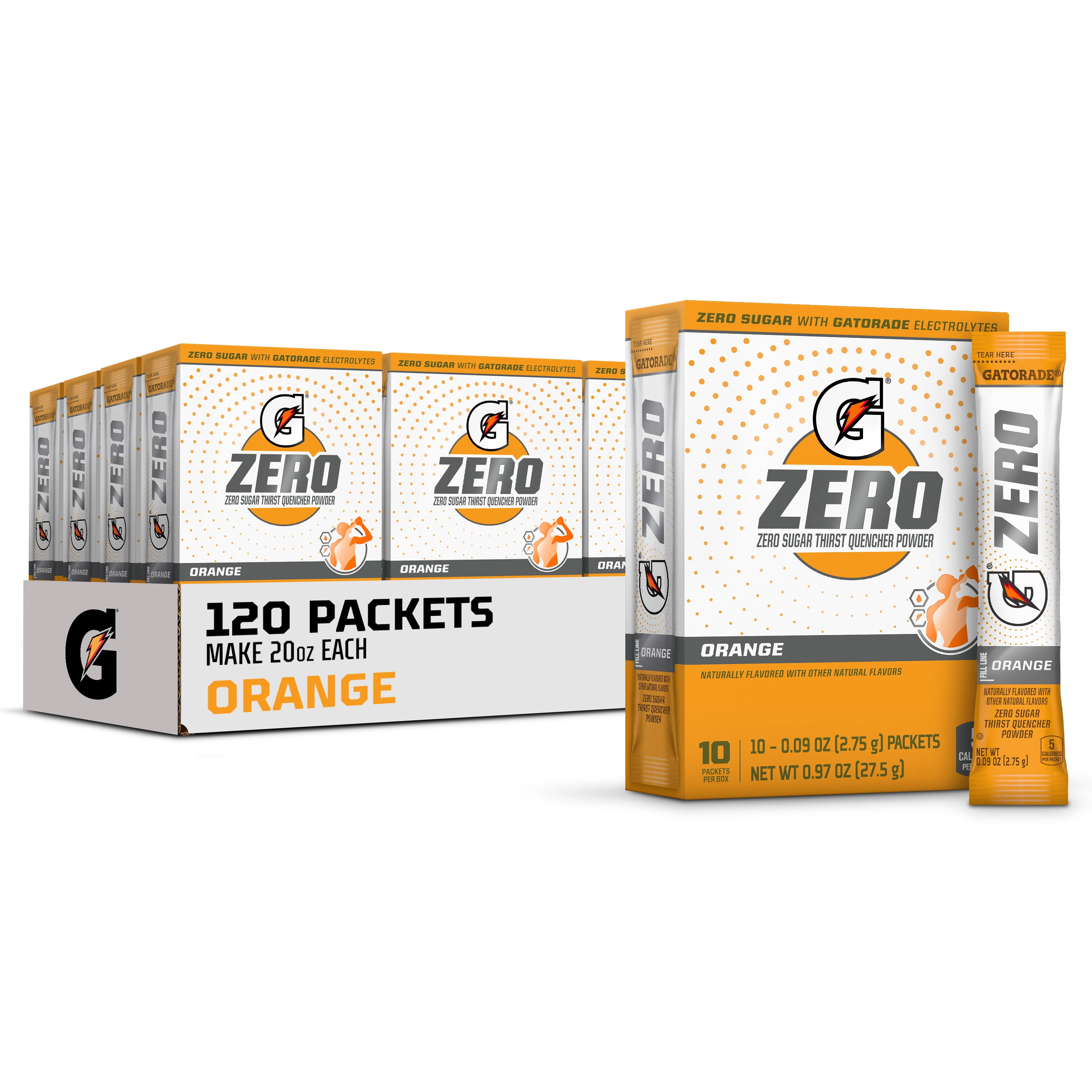 Gatorade G Zero Orange Electrolyte Mix Drink, 0.10 Ounce Powder