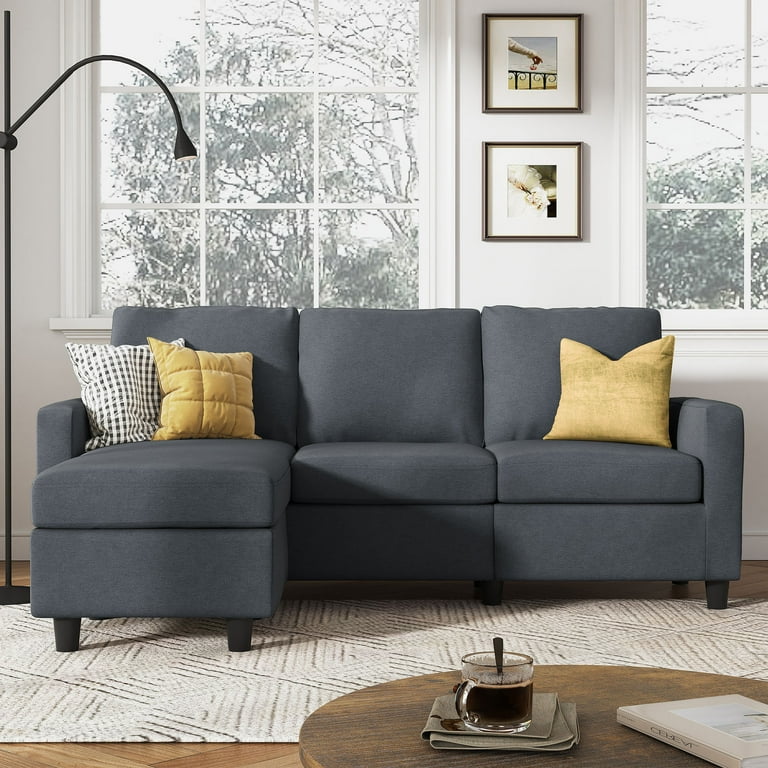 HONBAY Small Comfy Reversible Sectional Sofa, L-Shaped Chaise