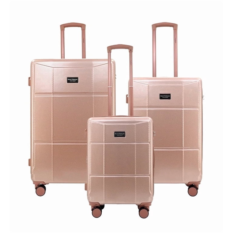 Isaac Mizrahi Aero 3-Piece Luggage Set, Hard Shell Spinner, Rose