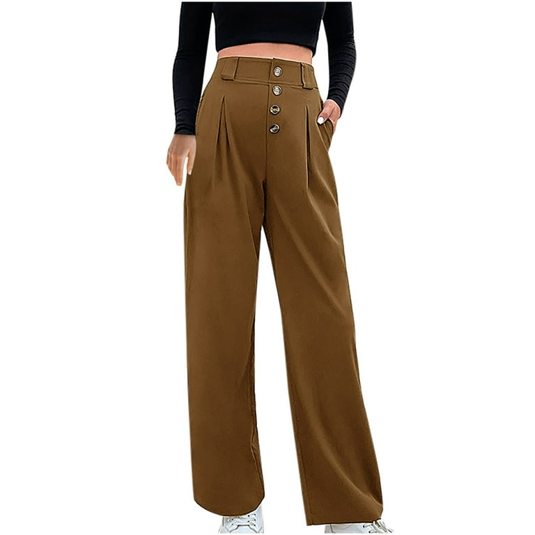 JWZUY Womens Solid Suit Slacks Pant Full-Length Zipper Fly Closure