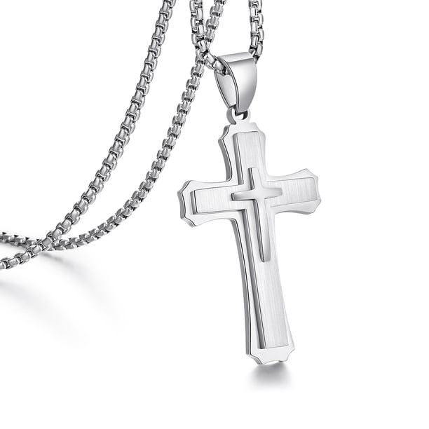 Jiamiaoi Cross Necklace for Men 316L Stainless Steel Mens Cross