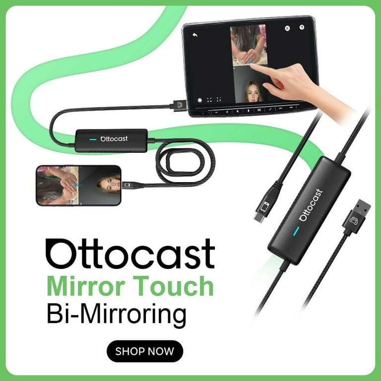 OTTOCAST Mirror Touch Bi-Mirroring Wireless CarPlay Adapter Screen