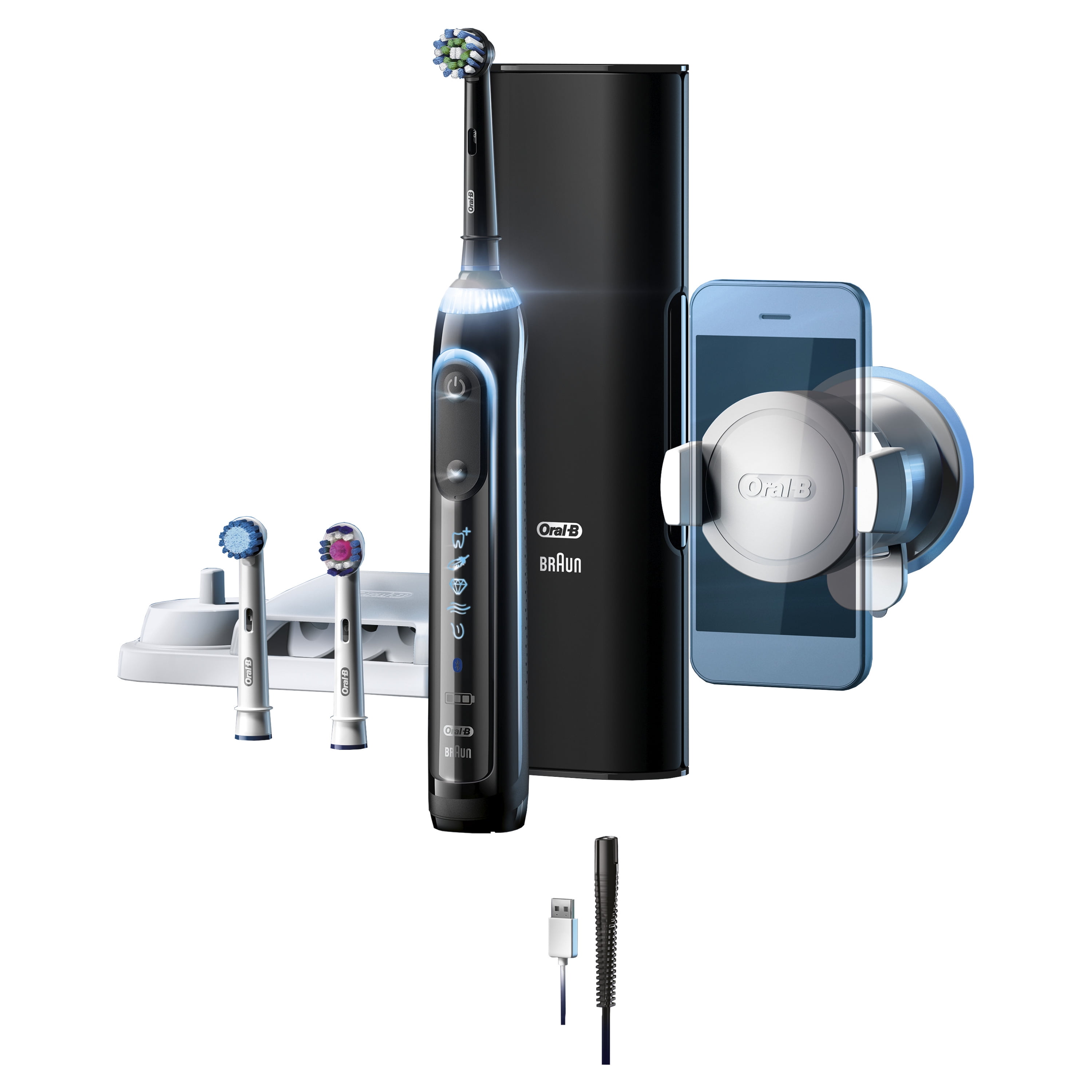 Oral-B Genius 8000 Electronic Toothbrush, Black, LED SmartRing, 6
