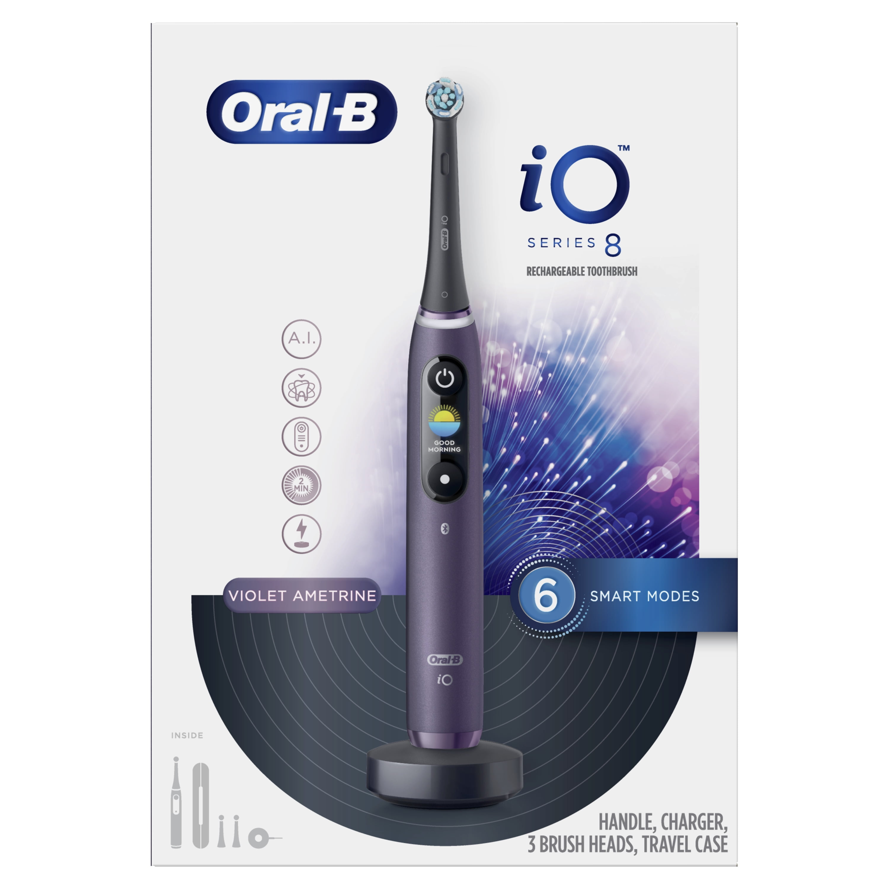 Oral-B iO Series 8 Electric Toothbrush with 3 Brush Heads, Violet