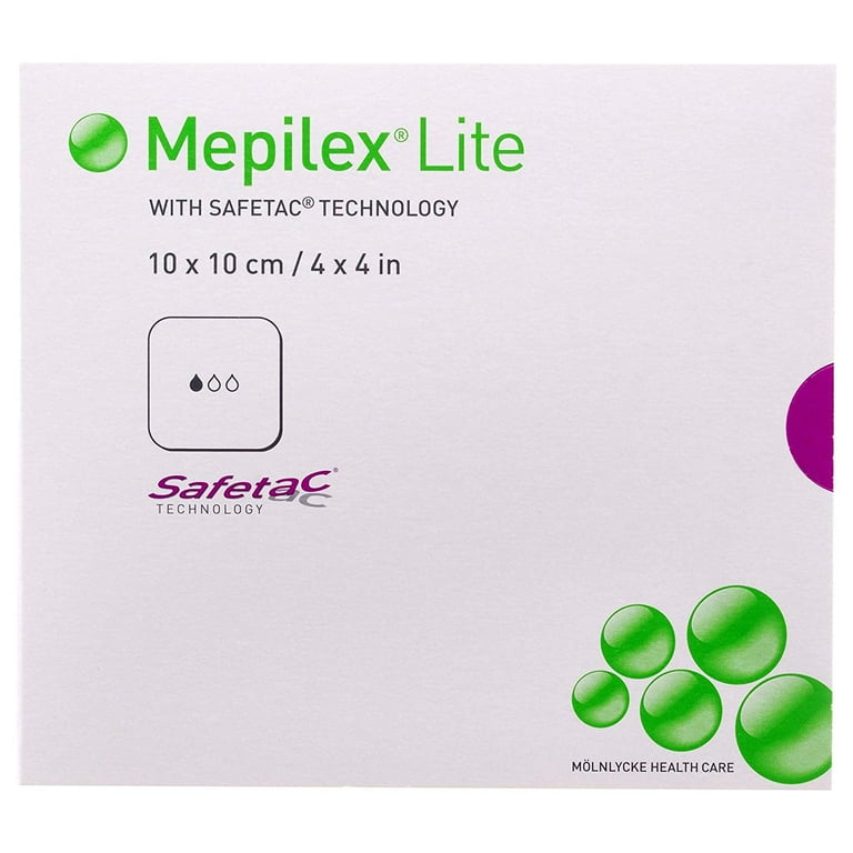 Molnlycke Mepilex Lite 4x4 in. Non-Stick Soft Silicone Foam Wound