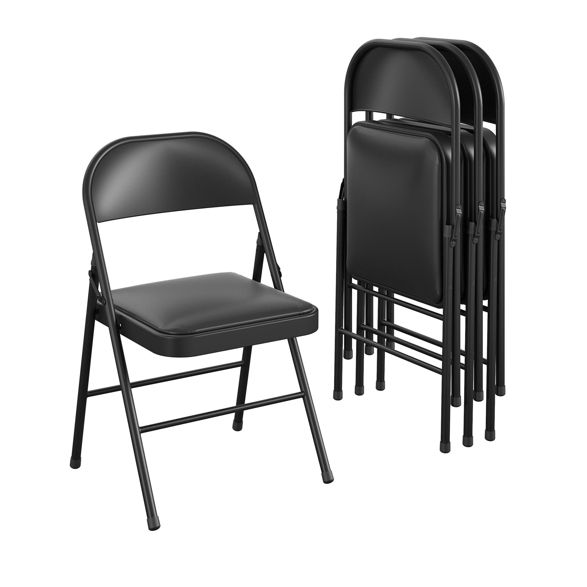 Free Shipping! Mainstays Black Vinyl Padded Seat and Metal Back