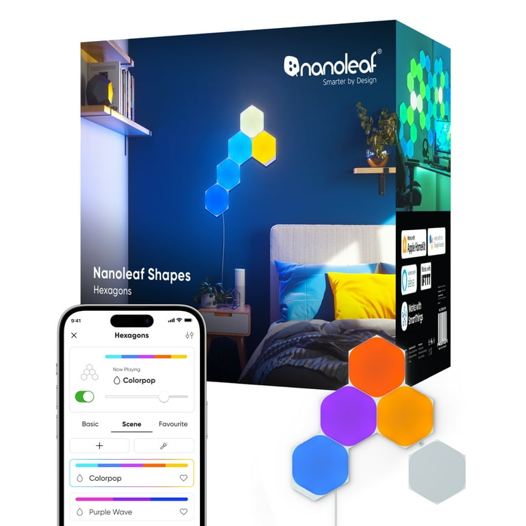 Nanoleaf Shapes Hexagons Smarter Kit (5 Panels) – Modular Wall