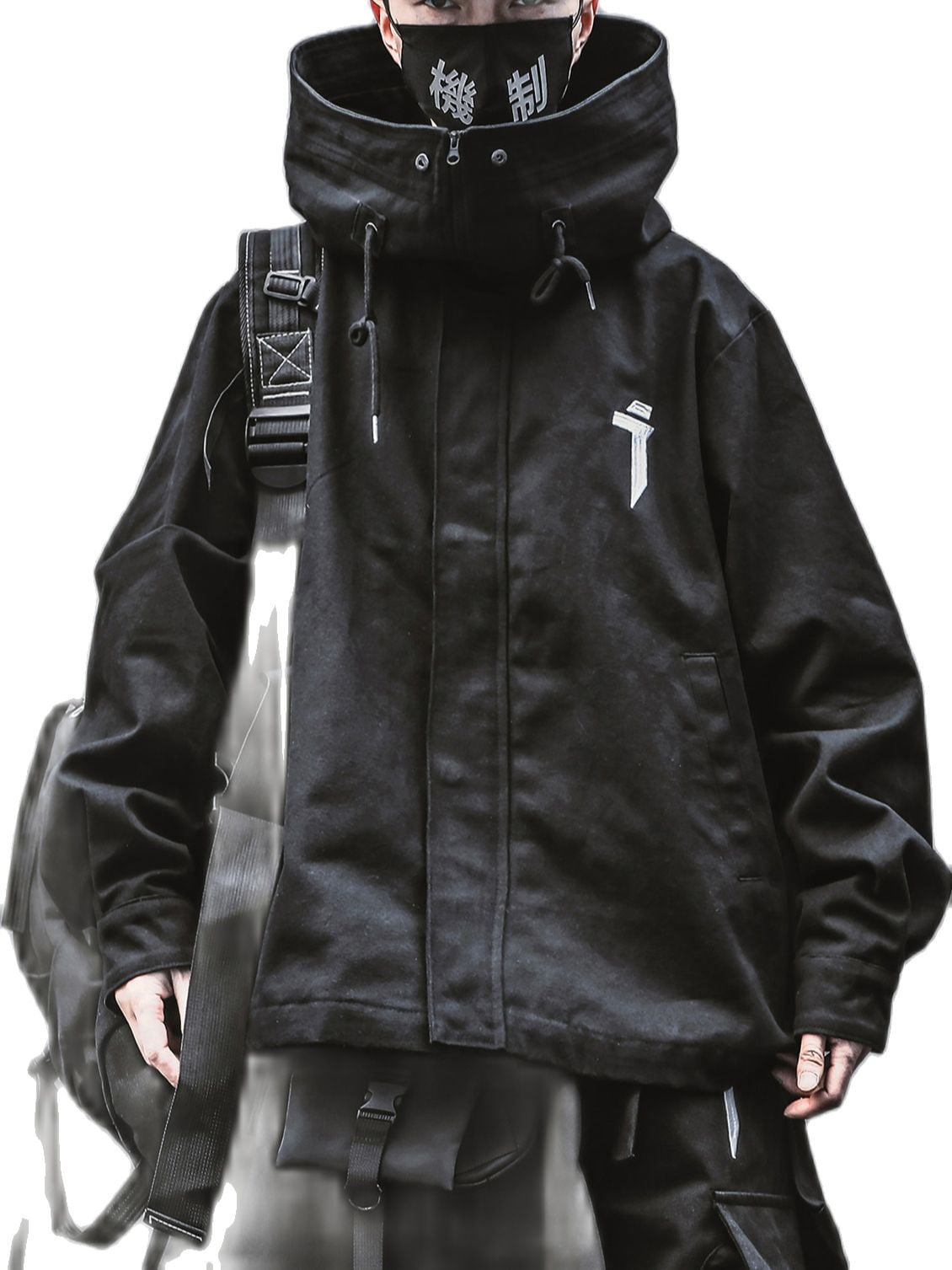 Niepce Inc Japanese Streetwear Kanji Black Men's Techwear Jacket