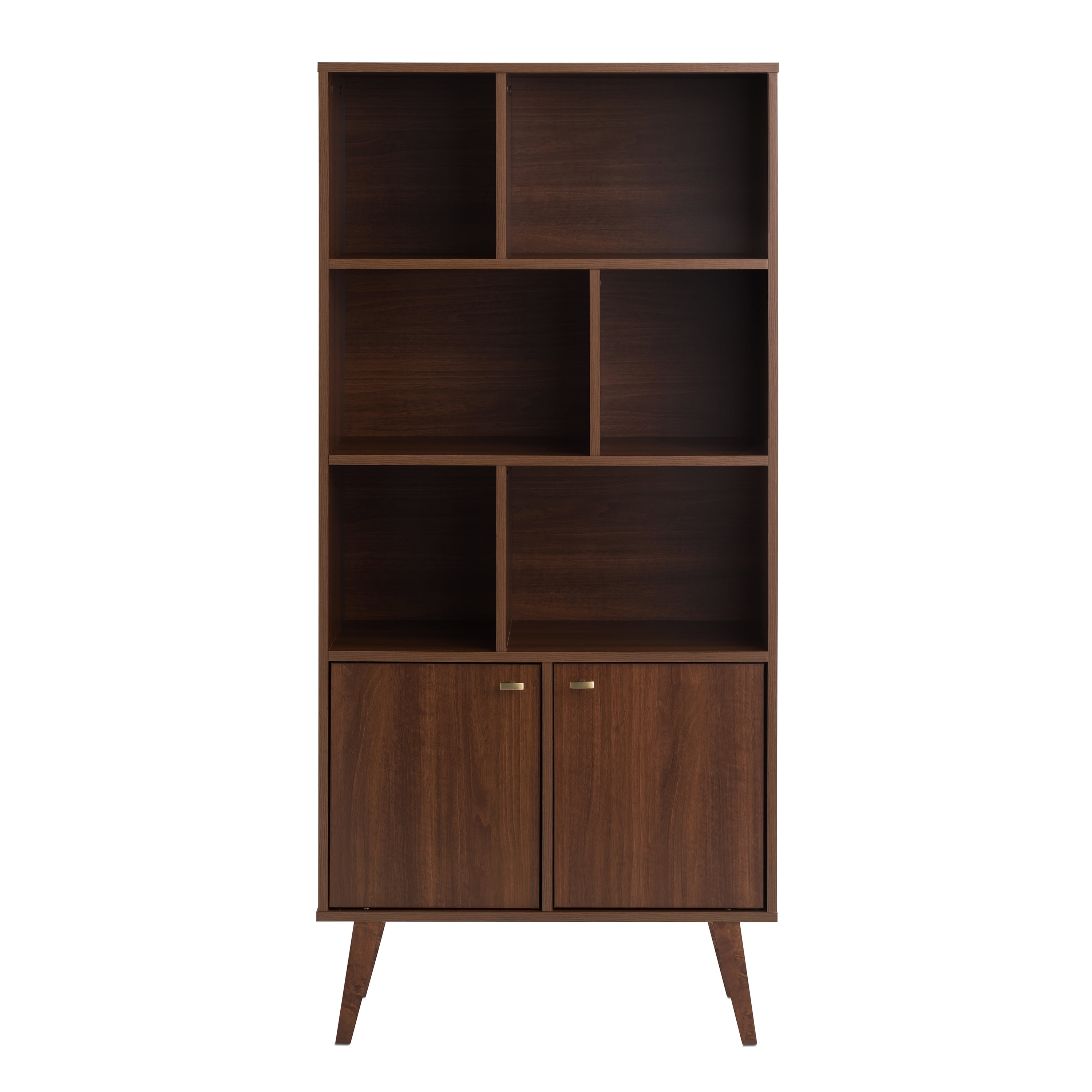 Prepac Milo Mid-Century Modern Bookcase with Inlet Shelves, Two