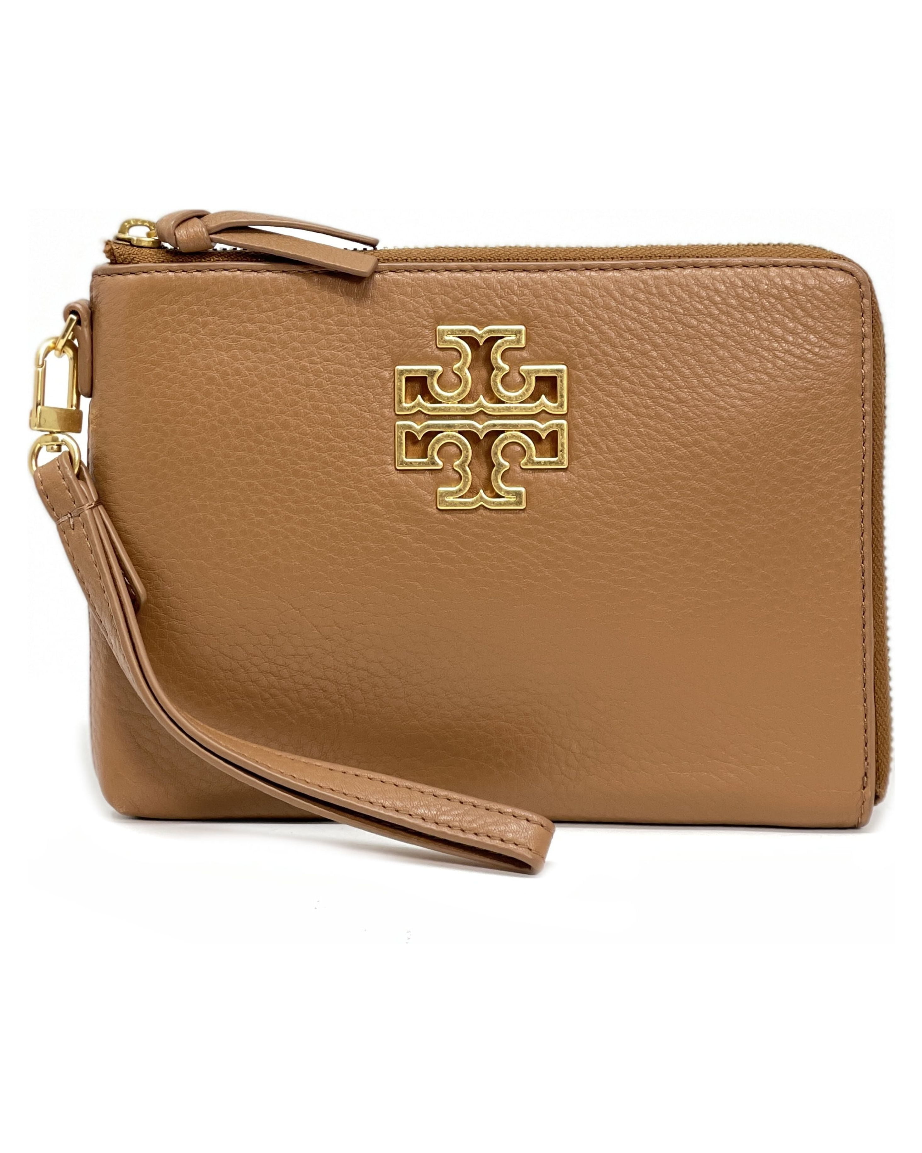 Tory Burch Women's Pebbled Leather Zip Pouch Clutch, Black