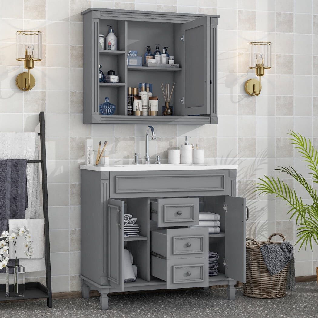 36 inch Bathroom Vanity with Top Sink, Modern Bathroom Storage