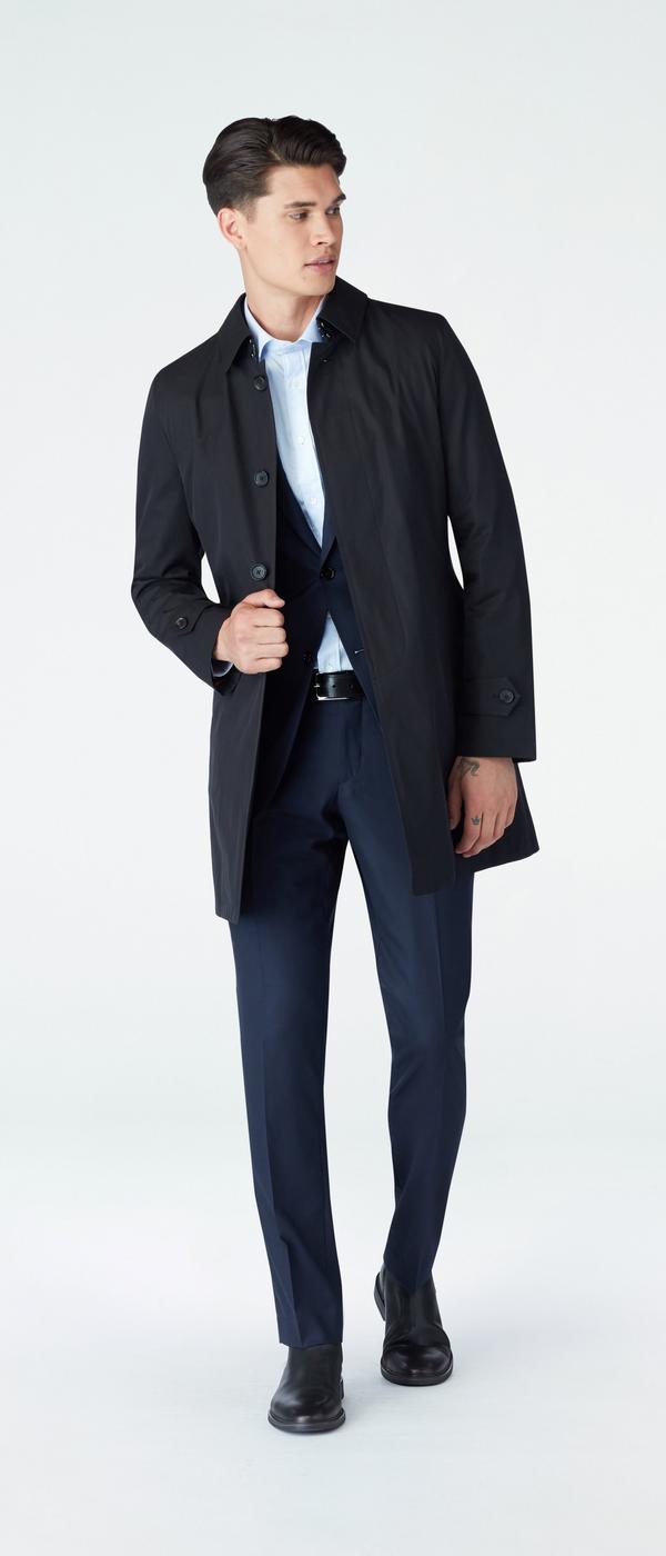 Men's Custom Trenchcoats - Highcliffe Black Mac Coat with