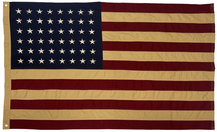 48 Star Vintage Tea Stained American Flag 3×5 Sewn Cotton - I
