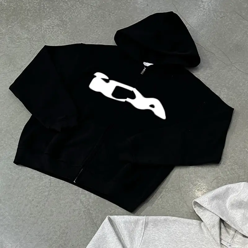 Buy Grey And Black IDA Supply Zip-Up Hoodies | IDA SPLY