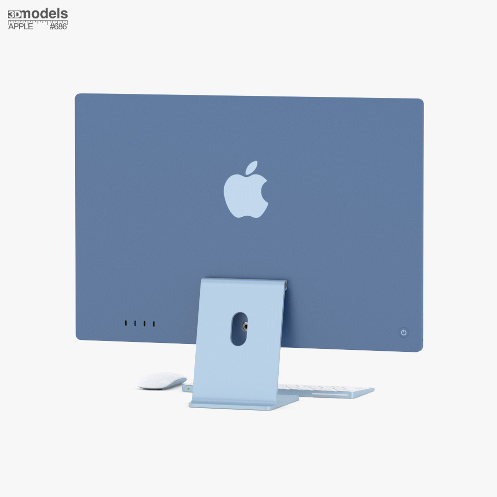 Apple iMac 24-inch 2024 Blue 3D model - Download Desktop Computer