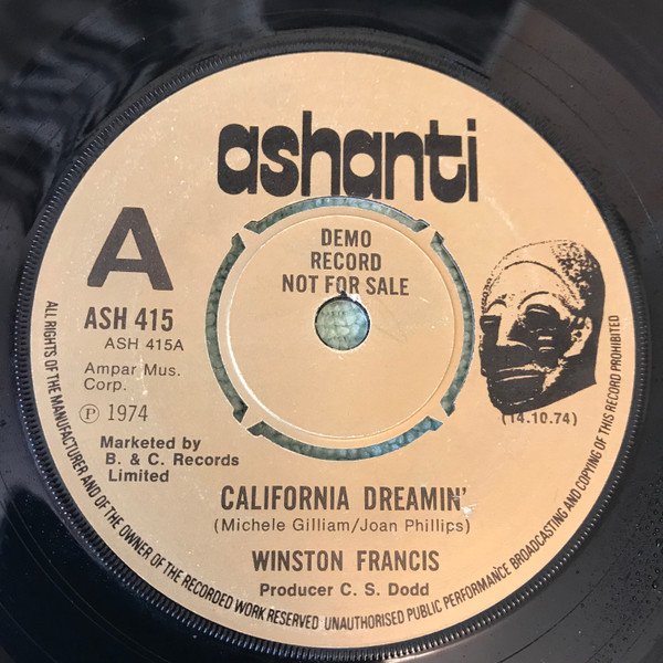Winston Francis – California Dreamin' – Vinyl (Demo, 7