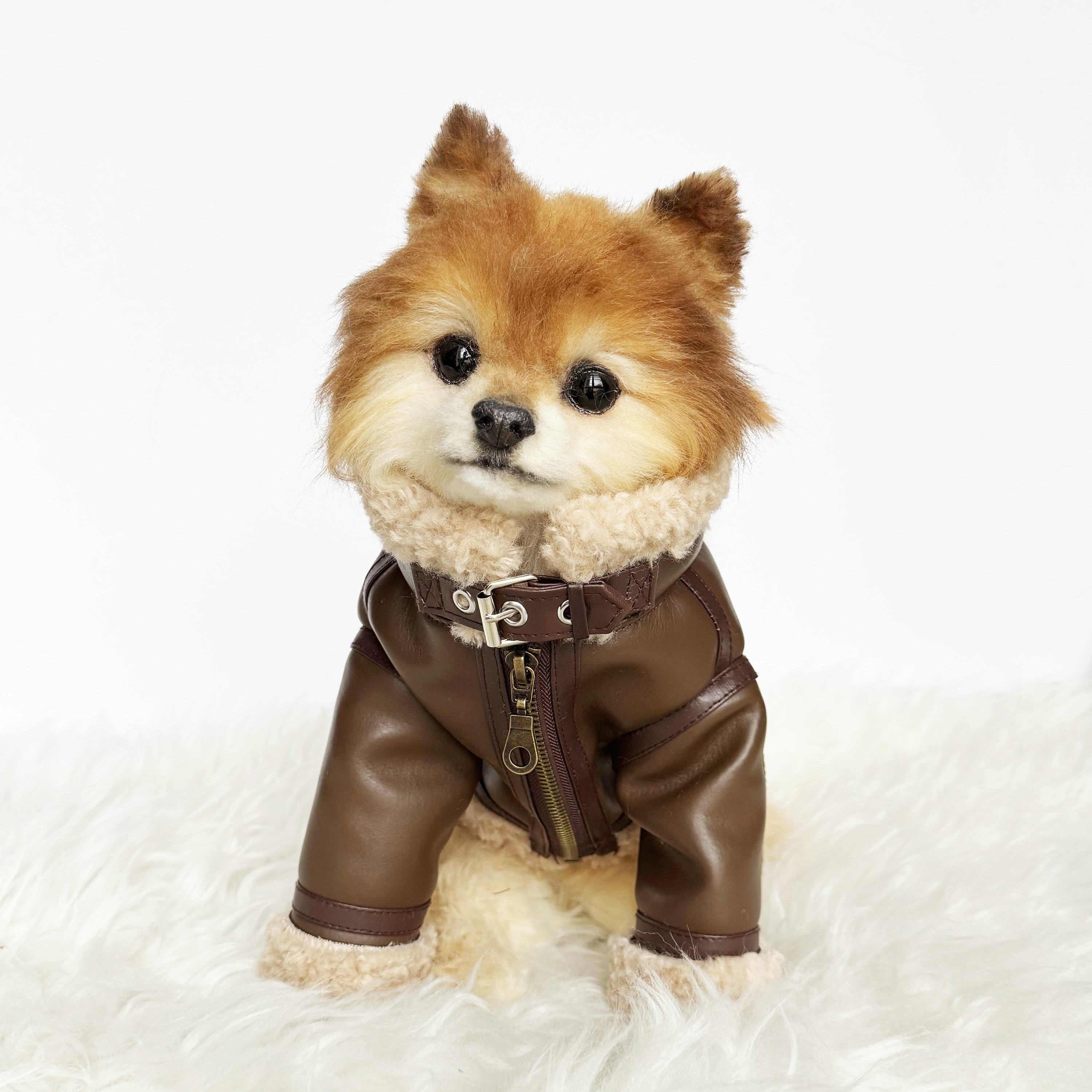 Dog Brown Faux Leather Rider Jacket, Small Medium Breeds Dogs