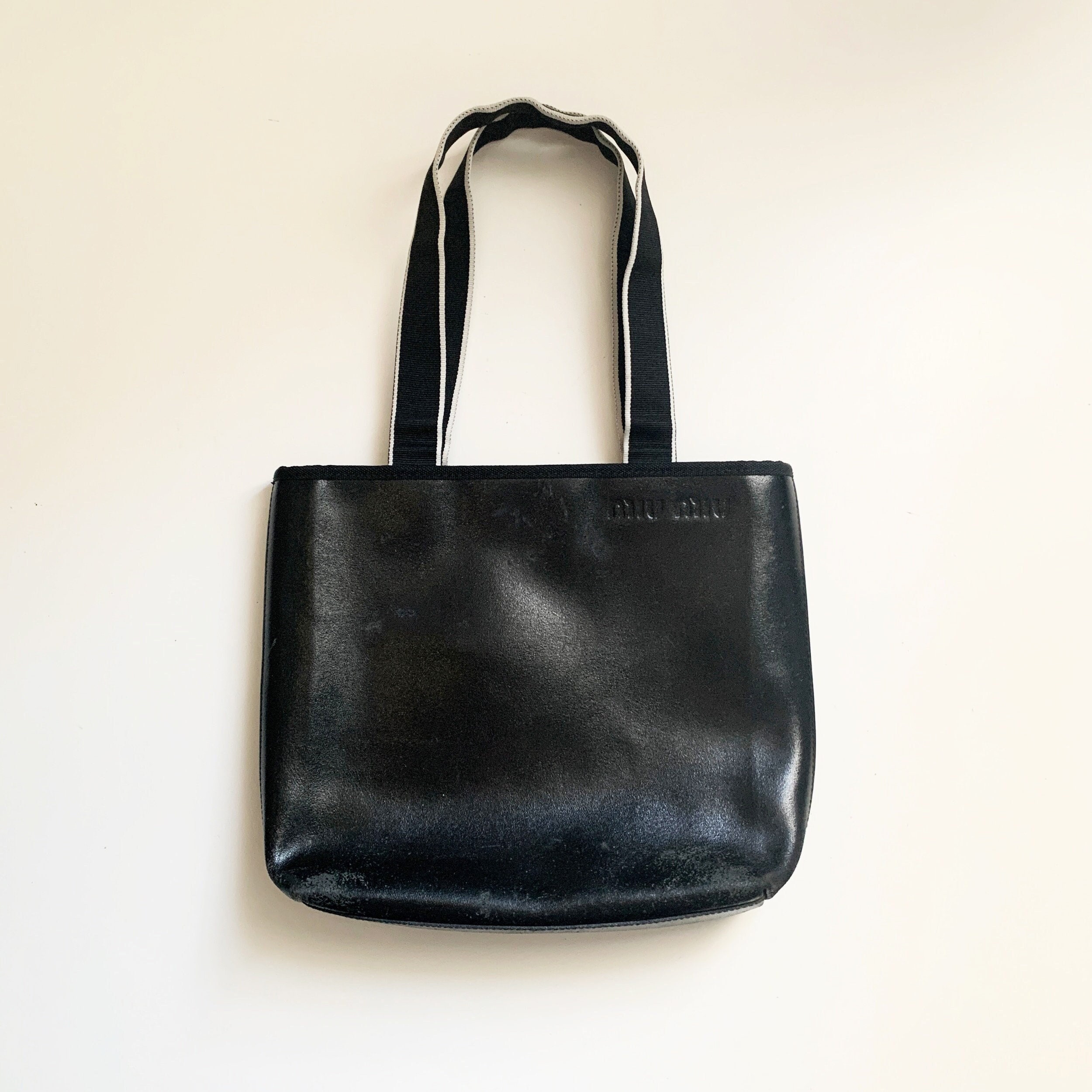 Miu Miu Archive Vintage Black Leather Tote Handbag - Etsy Canada
