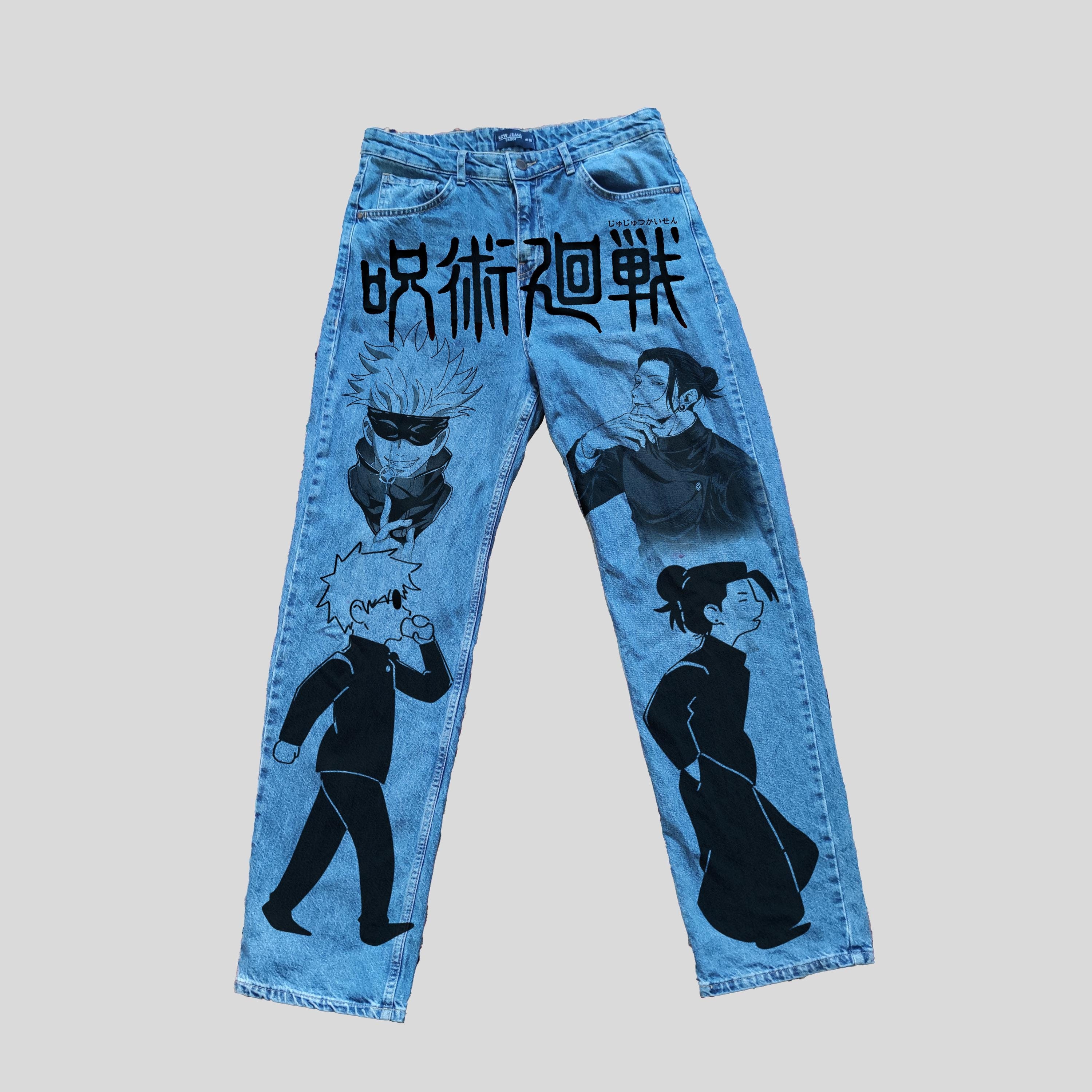 Custom Anime Jeans: Hand-painted Manga, Otaku Gift - Etsy