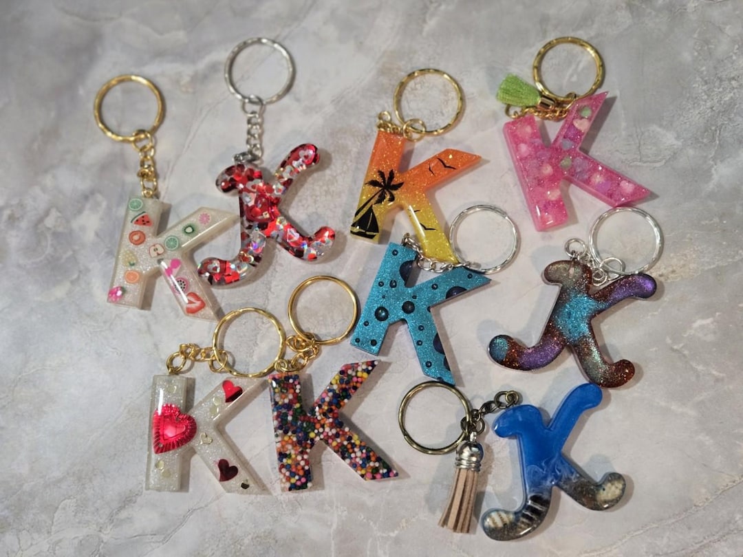 Resin Letter K Keychain: Sunset Beach, Candy Sprinkles, Hearts - Etsy