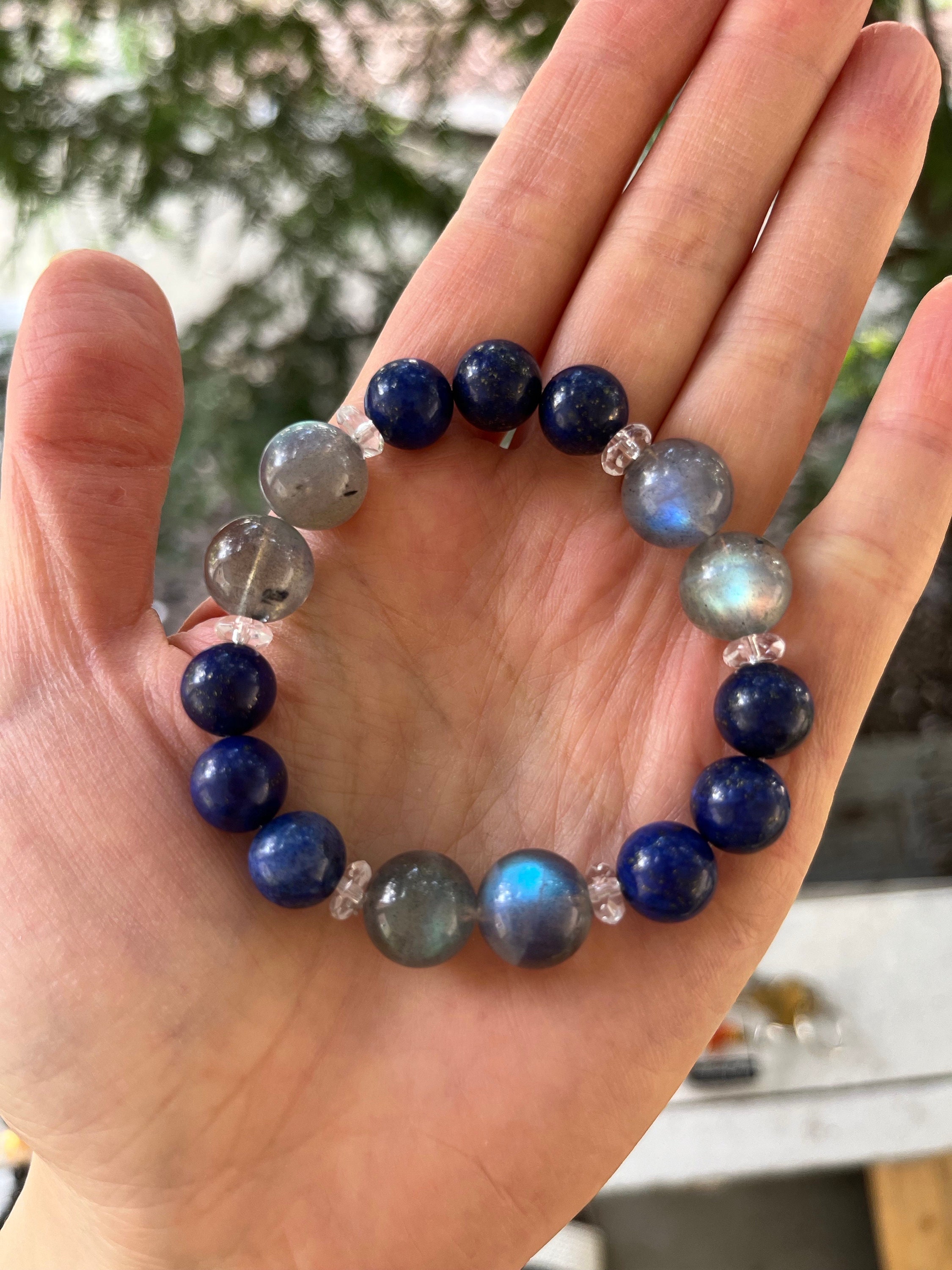Large Labradorite and Lapis Lazuli Bracelet,aaa 12-13mm