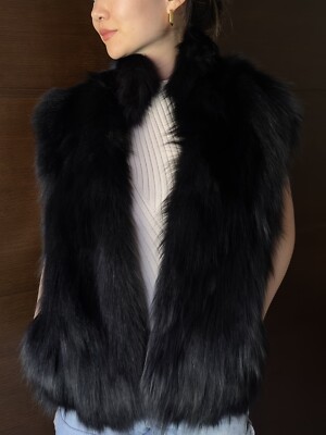 Adrienne Landau Fox and Rabbit Fur Vest, Black, Size Medium | eBay