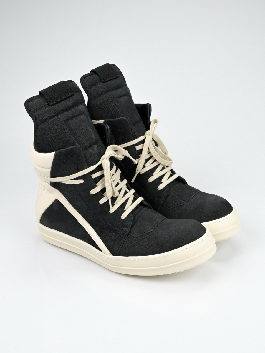NEW Rick Owens Textured Leather Geobaskets Black / White 44 | eBay