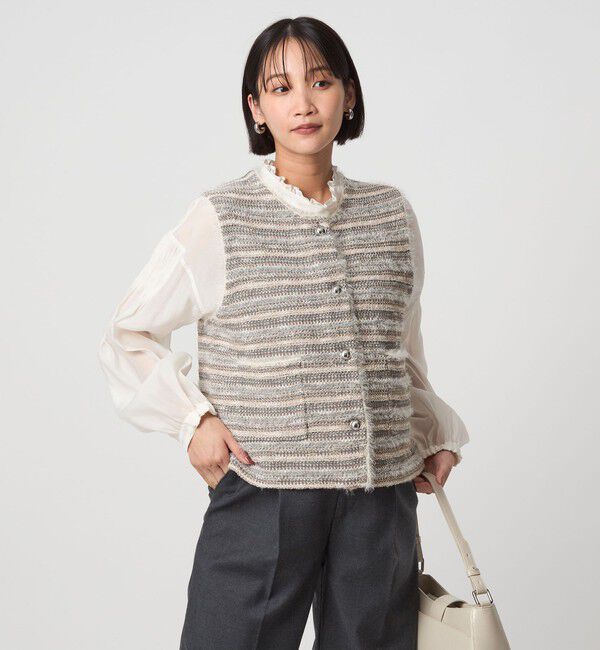 ミックスツイードライク ニット ジレ ベスト（UNITED ARROWS green