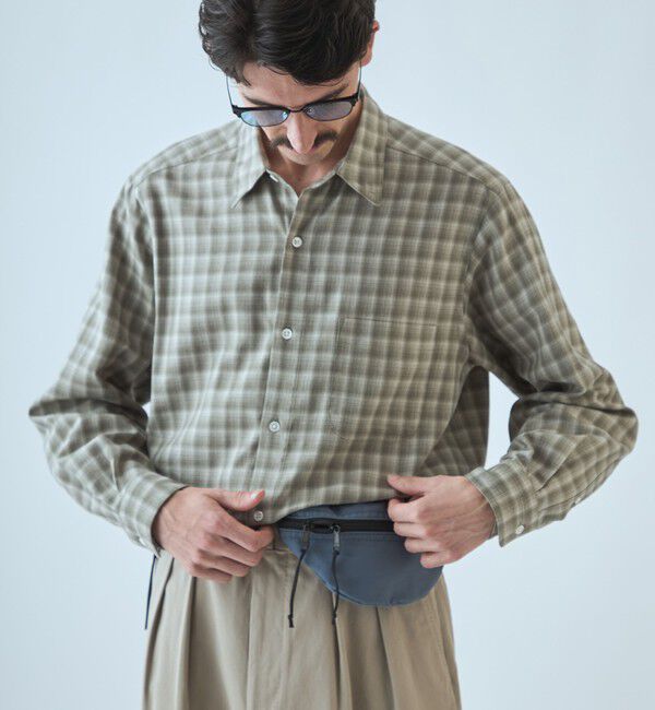 Steven Alan＞ ネル マイクロチェック オープンカラー シャツ BOX
