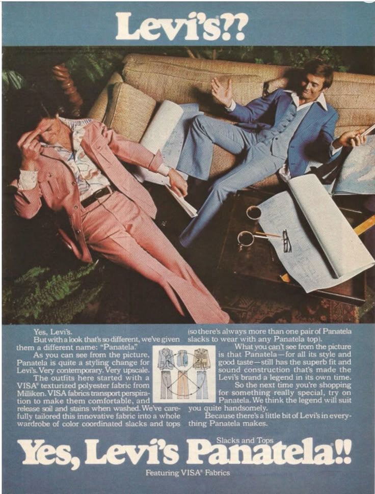 70s Levi's Panatela for men ad