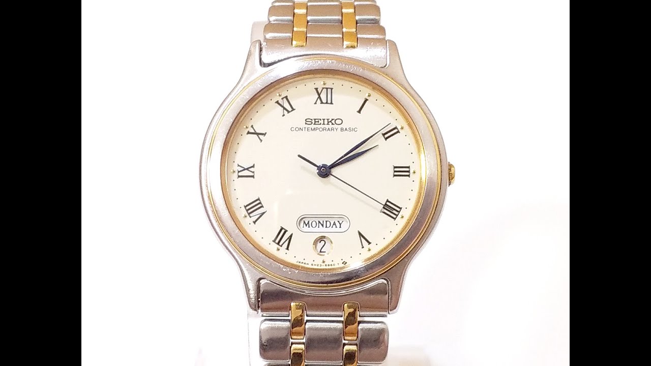 SEIKO CONTEMPORARY BASIC 5H23-6B90 Day Date Quartz Watch - YouTube