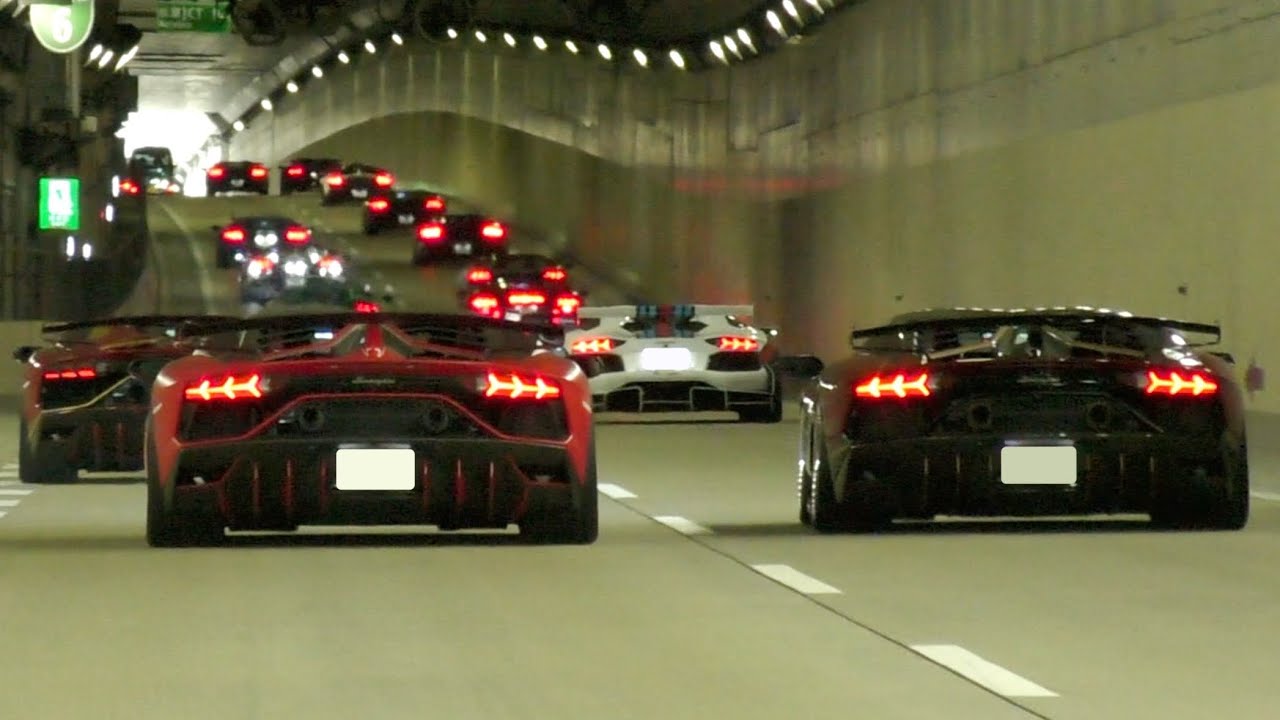 LOUD】crazy exhaust sounds! AVENTADOR ONLY touring. [JAPAN] - YouTube