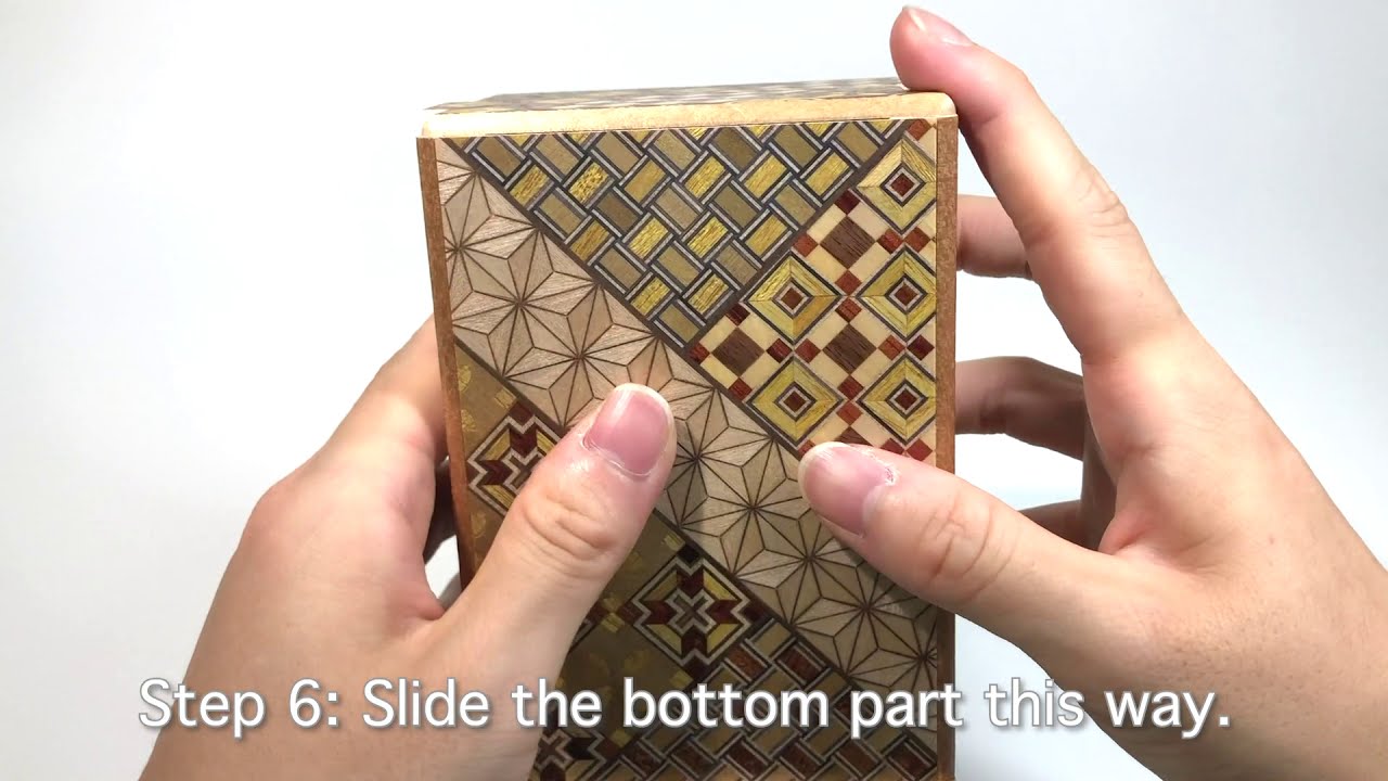 How to open a 4 sun 21 step Yosegi Secret Box 【寄木細工秘密箱4寸