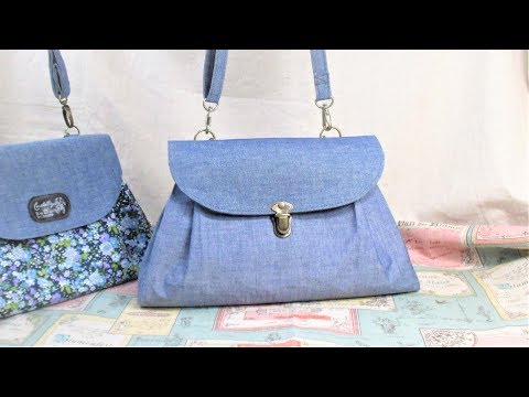 蓋付きショルダーバッグ作り方 shoulder bag handbag 持ち手を付けて