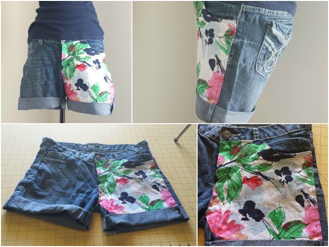 DIY Add Fabric Panel to Your Shorts - NO SEWING @EmeraldLilyCS