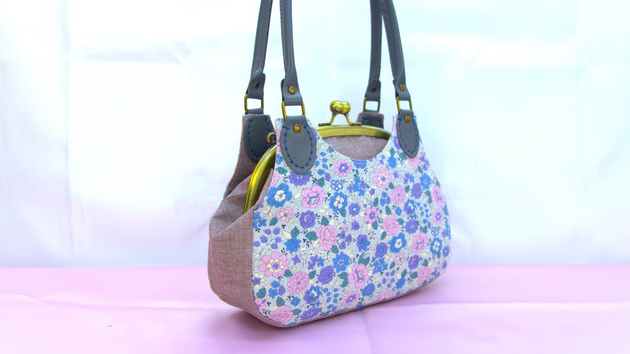がま口バッグ作り方 あおりポケット付き how to make a bag - YouTube